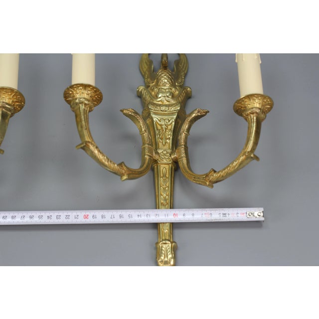 Gold French Empire Style Gilt Bronze 2-Light Sconces, Early 20th Century, Set of 2 For Sale - Image 8 of 18