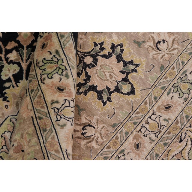 Textile Floral Pak-Persian Black/Dark Gold Wool Rug - 10'1'' X 14'0'' For Sale - Image 7 of 8