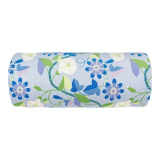 The House Of Scalamandré Morning Glory Bolster Pillow In Cornflower For Sale