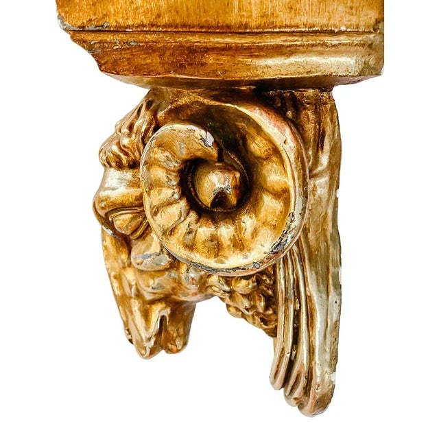 Hollywood Regency Large Mid-Century Gold Plaster Ram Head Wall Pocket Planter For Sale - Image 3 of 10