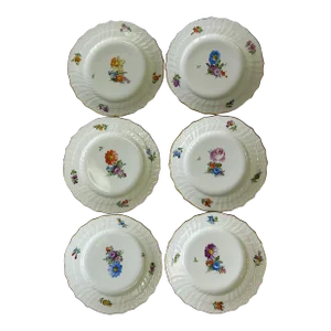 1950s Royal Copenhagen Denmark 493/1626 Saxon Flower Bread Butter Plates- Set of 6