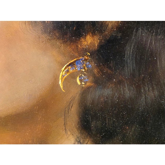 Red Willy Martens -Portrait of an Ottoman Concubine Wearing a Red Bandana-19th Century Orientalist Oil Painting For Sale - Image 8 of 11