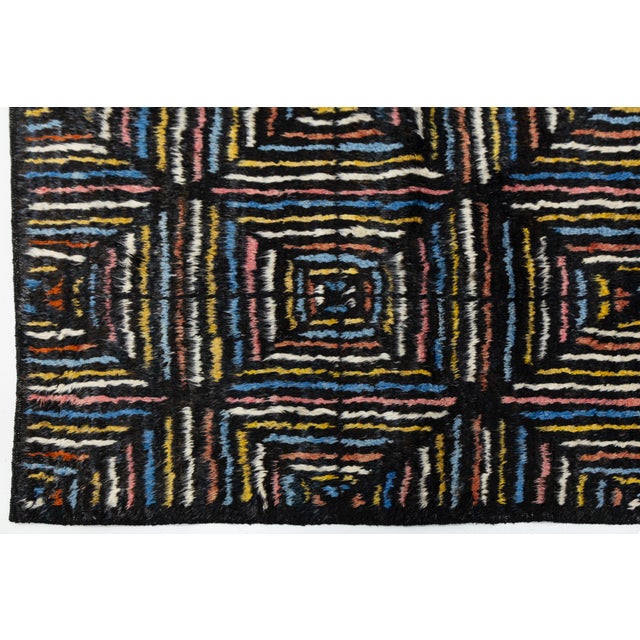 Textile Modern Moroccan Style Hand-Knotted Wool Rug With Abstract Geometric Concentric For Sale - Image 7 of 12