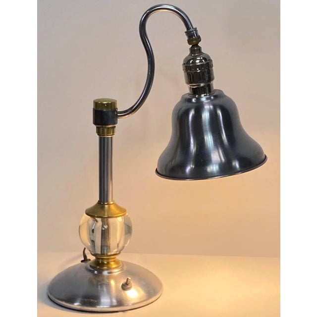 Stainless Steel and Brass Table Lamp, American Mid-Century For Sale In San Francisco - Image 6 of 7