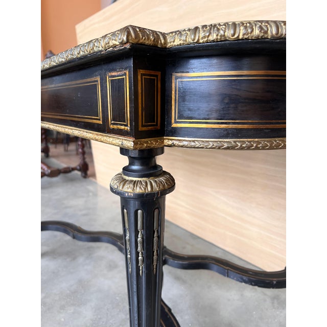Mid 19th Century Ebonized Center or Writing Desk Table, Napoleon III Period For Sale - Image 9 of 18