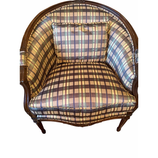 French Vintage Henredon Schoonbeck French-Style Barrel Back Bergère Chair Late 20th Century For Sale - Image 3 of 10