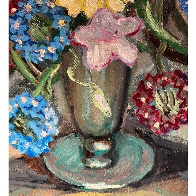 Stéphanie Caroline Guerzoni, Verbena Flowers, Oil on Canvas, 1960s For Sale - Image 4 of 10