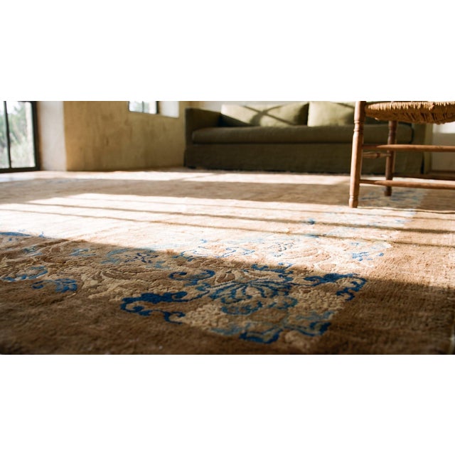 Wonderful Tan-Camel Background Color With Foliate Pattern Antique Chinese Peking Rug For Sale - Image 9 of 10