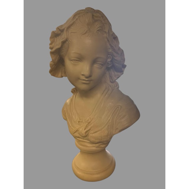 Vintage Grinham Niam Paris French Resin 18" Peasant Girl Bust Statue Sculpture For Sale - Image 9 of 12