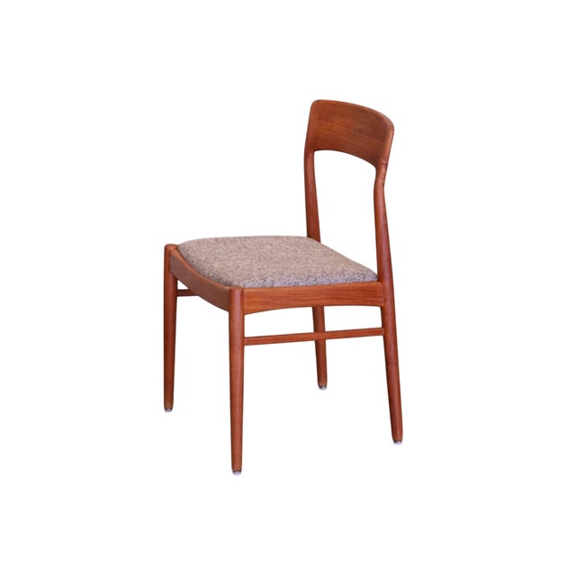 Wood Teak and Bouclé Chairs by Henning Kjærnulf for KS Møbler, 1960s, Set of 4 For Sale - Image 7 of 17