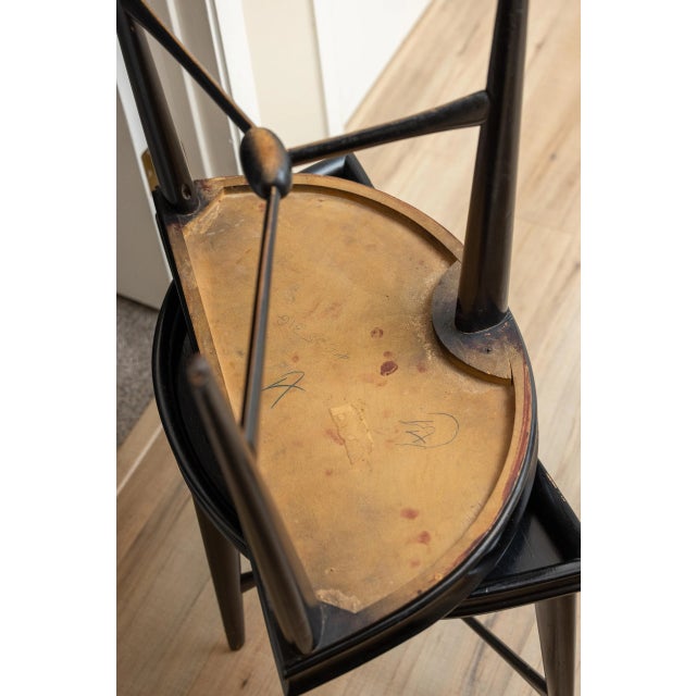 Vintage Black Lacquer Demi-Lune Side Tables - A Pair For Sale - Image 10 of 16