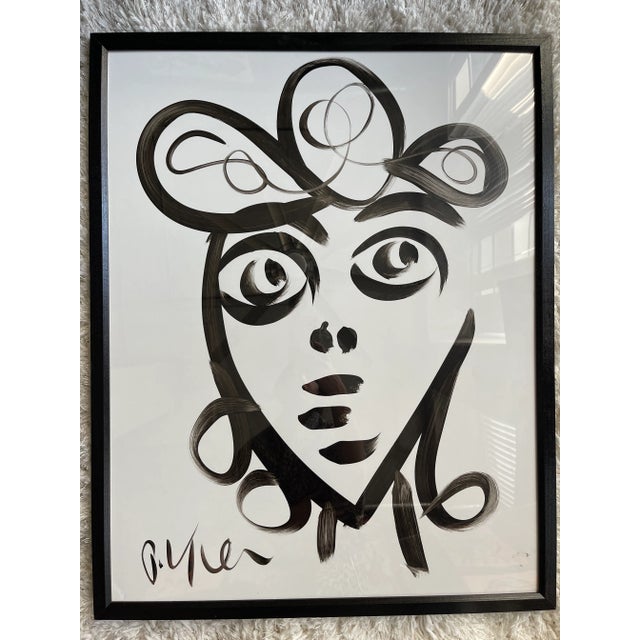 Peter Keil Contemporary Abstract Face Black and White Painting by Peter Keil, Framed For Sale - Image 4 of 4