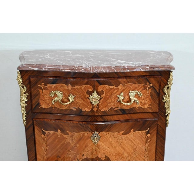 Brown Late 19th Century Secretary in Marquetry For Sale - Image 8 of 18