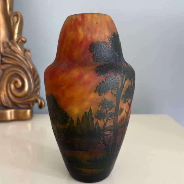 Glass Nancy Daum Cameo Glass Vase For Sale - Image 7 of 12
