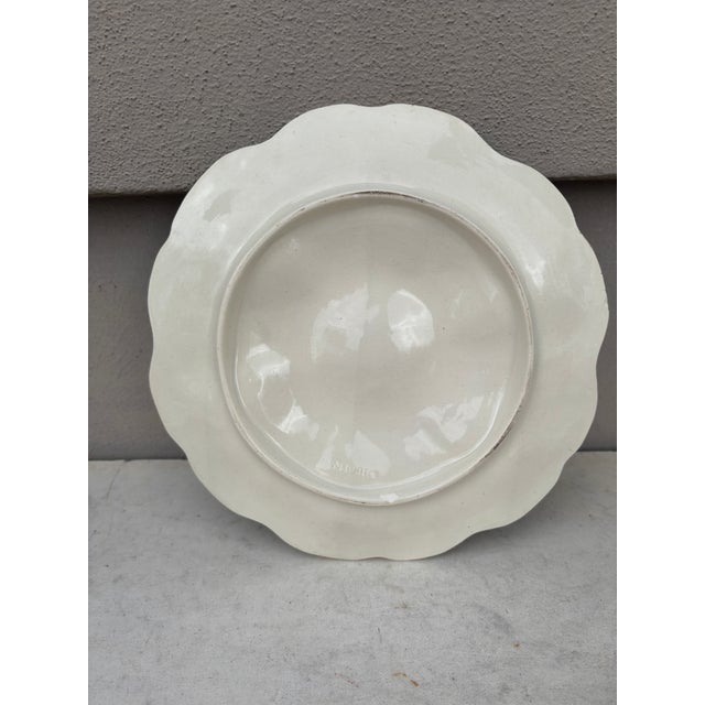 Digoin & Sarreguemines Majolica Oyster Blue Starfish Plate Digoin, Circa 1900 For Sale - Image 4 of 4