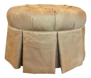 Kincaid Modern Gray and Gold Round Tufted Ottoman