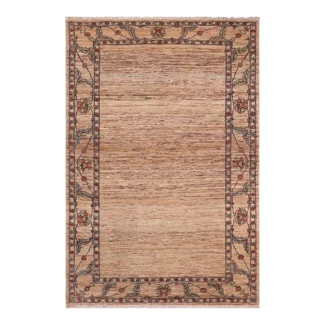 Boho Chic Gabbeh Beige/Rust Wool Rug - 6'1'' X 9'5'' For Sale