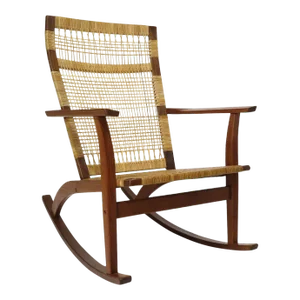 Hans Olsen for Juul Kristensen Teak Cane Rocking Chair
