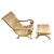 Outdoor Coastal Transitional Teak Scroll Arm Chair & Ottoman For Sale - Image 4 of 6