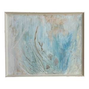 Mid-20th Century Mixed Media Collage Botanical Abstract, Framed