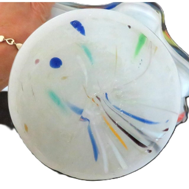 Large 18" Italian Murano Vase Mid Century Modern "Confetti" White Glass - #2 For Sale In Providence - Image 6 of 6