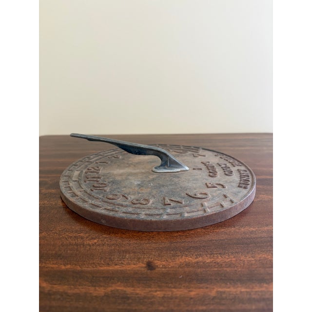 Late 20th Century Vintage English Country Iron Garden Sundial "I Count Only Sunny Hours" For Sale - Image 5 of 8
