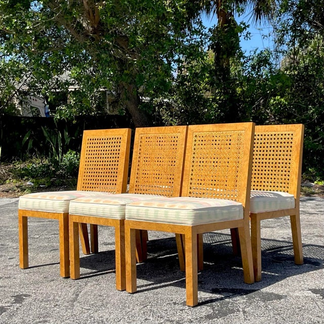 Vintage Boho Cane and Burl Wood Dining Chairs After Widdicomb - Set of 6 For Sale In West Palm - Image 6 of 6