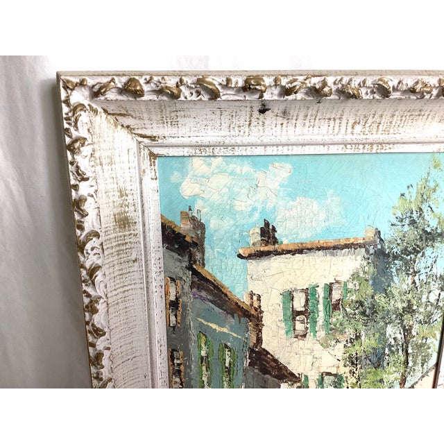 Mid 20th century French Impressionist Parisian Street Scene Original Painting Signed DuToit I think? Overall size is 17...