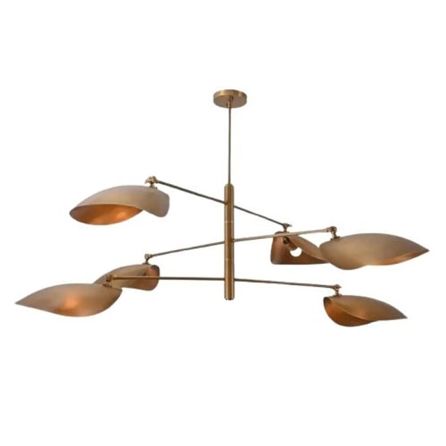 Not Yet Made - Made To Order Handcrafted Solid Brass Mobile Chandelier With Adjustable Shades For Sale - Image 5 of 8