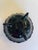 Vintage l.e. Smith Black Amethyst Glass Three-Footed Console Bowl | Mt. Pleasant Double Shield Pattern For Sale - Image 4 of 4