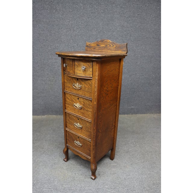Brown Victorian Quarter Sawn Oak Lingerie Chest For Sale - Image 8 of 9