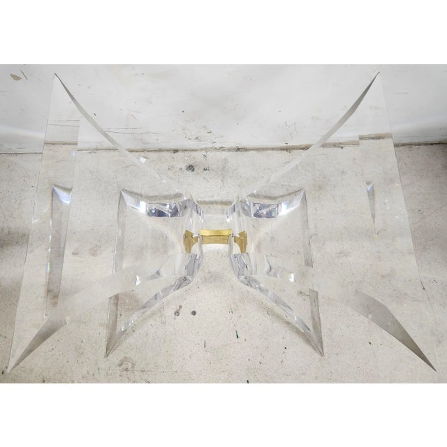Lion in Frost MCM Lucite Dining Center Side Table Base Hollywood Regency by Lion in Frost For Sale - Image 4 of 12