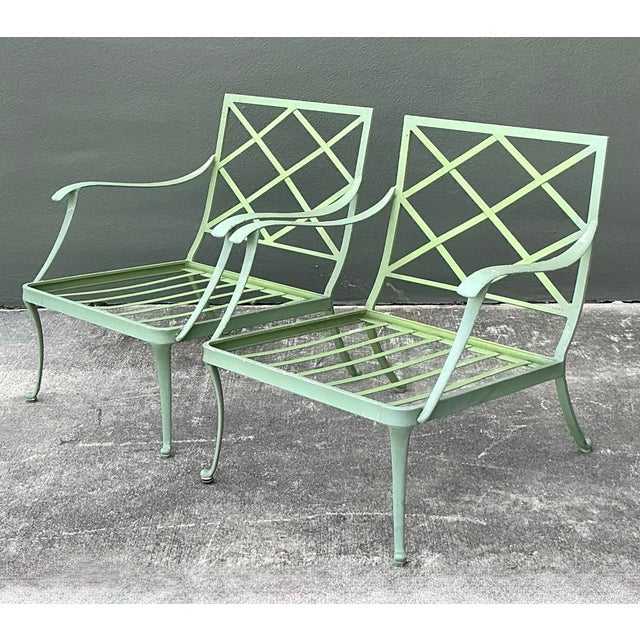 Brown Jordan Vintage Regency Brown Jordan “Florentine” Cast Aluminum Lounge Chairs - A Pair For Sale - Image 4 of 10