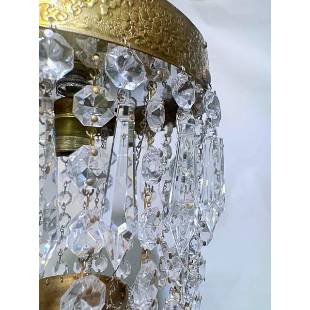 Vintage Brass Basket Chandelier For Sale - Image 4 of 7