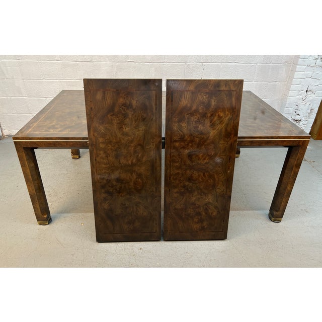 Brown William Doezema for Mastercraft Mid-Century Burl Wood Extension Dining Table Set For Sale - Image 8 of 18