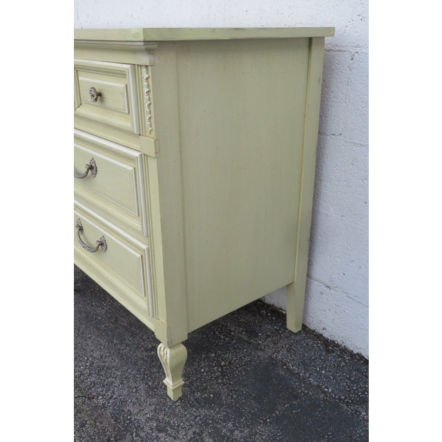 Mid 20th Century Dixie French Shabby Chic Painted Long Dresser Bathroom Vanity Tv Console 6223 For Sale - Image 15 of 18