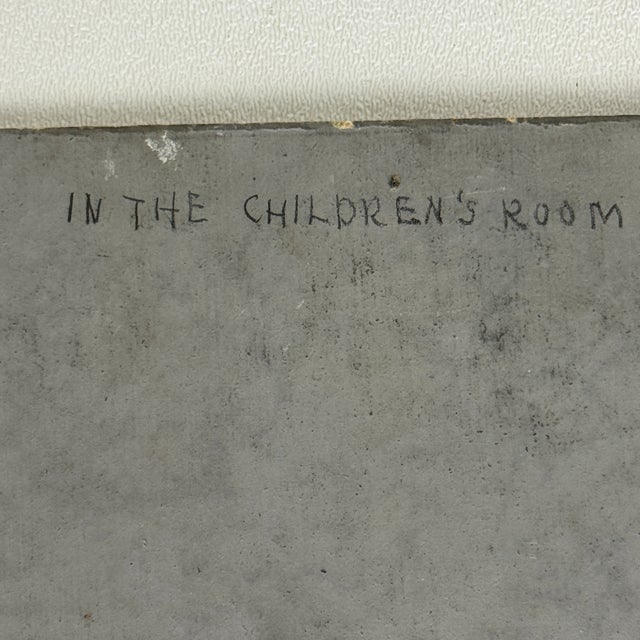 Gray Original Vintage C. A. Gage Oil on Board Painting "In the Children's Room", Chicago For Sale - Image 8 of 10