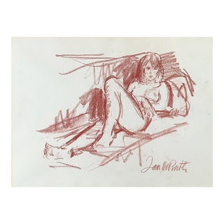 Jan De Ruth Resting Nude Pastel For Sale