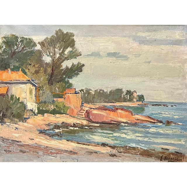 Ernest Voegeli, Seaside at Saint Raphaël, Oil on Canvas For Sale - Image 9 of 13