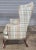 Wood Late 20th Century Southwood Mahogany Queen Anne Style Wing Chair Plaid Fabric Trifold Feet For Sale - Image 7 of 8