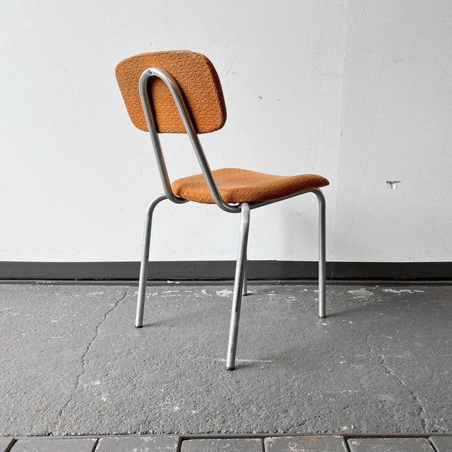 Brown Mid-Century Aluminium Chair with Orange Fabric For Sale - Image 8 of 18
