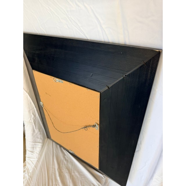 Traditional Early 2000s Pottery Barn Deep-Beveled Black Wood Wall Mirror For Sale - Image 3 of 4