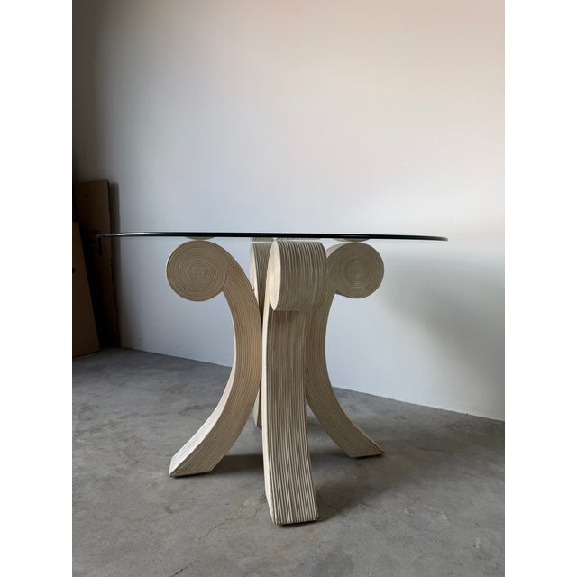 1980s Vintage Coastal Organic Sculptural Pencil Reed Rattan Dining Table For Sale - Image 5 of 18