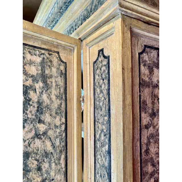 Antique Italian Renaissance Painted Marble Lacquer Wooden Cabinet, 1500s For Sale - Image 11 of 18