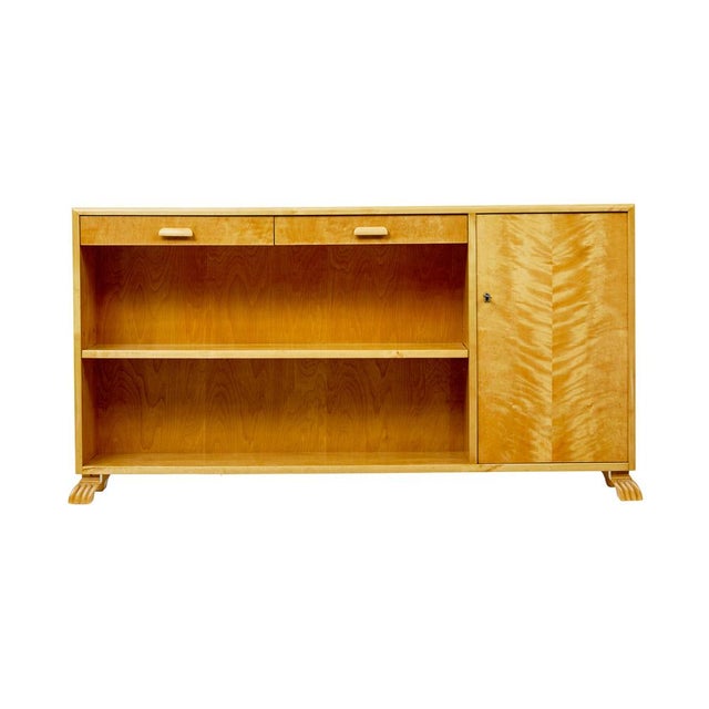 Goldenrod 20th Century Swedish Birch Low Open Bookcase, 1950s For Sale - Image 8 of 11