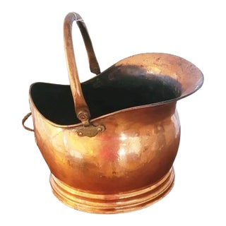 Antique Victorian Copper Helmet Coal Scuttle For Sale