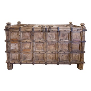 Substantial Antique 19th C Damchiya Anglo Indian Dowry Trunk For Sale