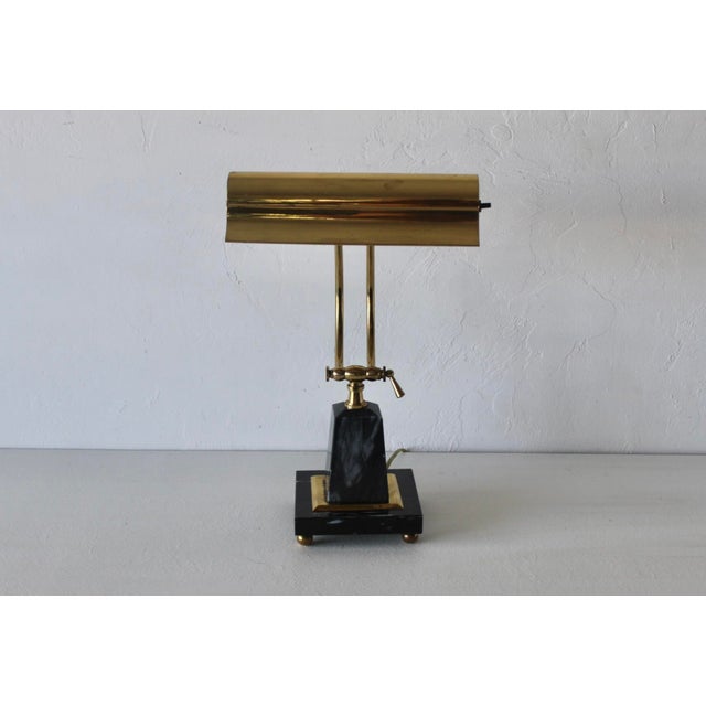 Vintage Brass Office Table Lamp Marble Base For Sale - Image 15 of 17