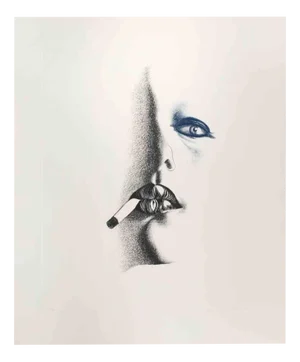Giacomo Porzano, Smoker in White, Etching, 1972