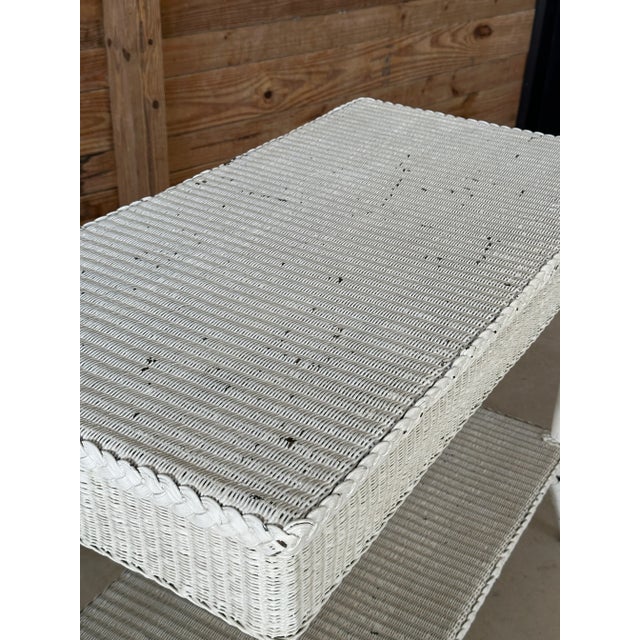 Mid-20th Century Coastal Shabby Chic Loyd Loom Wicker Console Table For Sale - Image 4 of 12